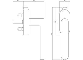 Olivari raamkruk afsluitbaar Link + ovaal rozet 87x32x18mm, stift 7x42mm RVS mat titaan PVD
