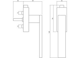 Olivari raamkruk afsluitbaar Diana/Total + rechthoekig rozet 86x32x18mm, stift 7x42mm RVS mat titaan PVD