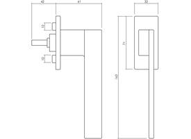 Olivari raamkruk Living + rechthoekig rozet 71x32x5mm, stift 7x42mm Antraciet mat titaan PVD
