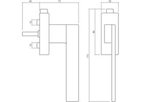 Olivari raamkruk afsluitbaar Living + rechthoekig rozet 86x32x18mm, stift 7x42mm Chroom mat