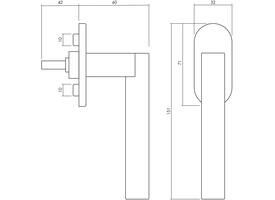 Olivari raamkruk Euclide + rechthoekig rozet 71x32x5mm, stift 7x42mm Chroom mat