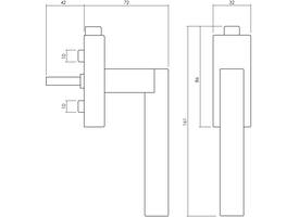 Olivari raamkruk afsluitbaar Euclide Q + rechthoekig rozet 86x32x18mm, stift 7x42mm Chroom mat