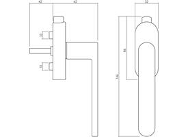 Olivari raamkruk afsluitbaar Radial + ovaal rozet 87x32x18mm, stift 7x42mm Antraciet mat titaan PVD