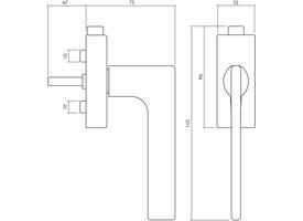 Olivari raamkruk afsluitbaar Lotus Q + rechthoekig rozet 86x32x18mm, stift 7x42mm RVS mat titaan PVD