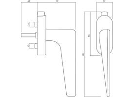 Olivari raamkruk afsluitbaar Twist + ovaal rozet 87x32x18mm, stift 7x42mm RVS mat titaan PVD