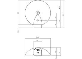vloer deurbuffer RVS schildpadmodel rond 85mm - hoog 25mm u kunt deze verhogen met de KN-0776-000-900 rubber verhogingschijf 84x12mm ( apart bestellen)