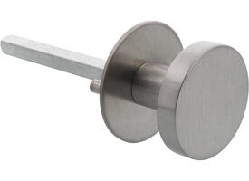 Vaste knop Ø50x10  op ronde rozet Ø55x2mm met draadbussen en inclusief wisselstift 8mm