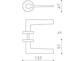 Olivari deurkruk Lama + ronde geveerde rozet 51x5mm met nokken en doorgaande bevestiging Messing mat titaan PVD