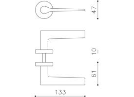 Olivari deurkruk Lama + ronde geveerde rozet 47x10mm opschroevende bevestiging Messing mat titaan PVD