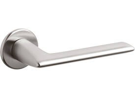 Olivari deurkruk Tecno + ronde geveerde rozet 51x5mm met nokken en doorgaande bevestiging RVS mat titaan PVD