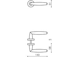 Olivari deurkruk Aurelia + ronde geveerde rozet 51x5mm met nokken en doorgaande bevestiging Nikkel titaan PVD