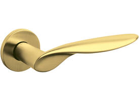 Olivari deurkruk Wind + ronde geveerde rozet 51x5mm met nokken en doorgaande bevestiging Messing mat titaan PVD