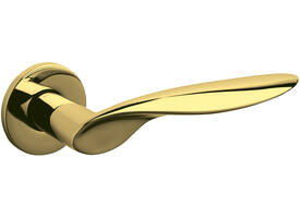 Olivari deurkruk Wind + ronde geveerde rozet 51x5mm met nokken en doorgaande bevestiging Messing titaan PVD