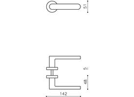 Olivari deurkruk Link + ronde geveerde rozet 51x5mm met nokken en doorgaande bevestiging Chroom mat
