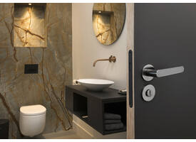 Olivari deurkruk Link + ronde geveerde rozet 51x5mm met nokken en doorgaande bevestiging Antraciet mat titaan PVD