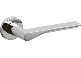 Olivari deurkruk Fin + ronde geveerde rozet 51x5mm met nokken en doorgaande bevestiging Chroom