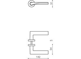 Olivari deurkruk Fin + ronde geveerde rozet 51x5mm met nokken en doorgaande bevestiging Nikkel mat titaan PVD