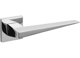 Olivari deurkruk Denver + vierlkant geveerde rozet 51x5mm met nokken en doorgaande bevestiging chroom