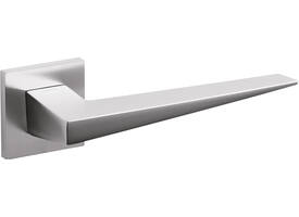 Olivari deurkruk Denver + vierkant geveerde rozet 51x5mm met nokken en doorgaande bevestiging RVS mat titaan PVD
