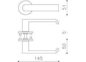 Olivari deurkruk Beta + ronde geveerde rozet 51x5mm met nokken en doorgaande bevestiging chroom