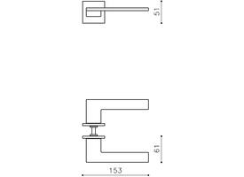 Olivari deurkruk Living + vierkant geveerde rozet 51x5mm met nokken en doorgaande bevestigingv Antraciet mat titaan PVD
