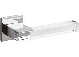 Olivari deurkruk Ice Cube + vierkant geveerde rozet 51x5mm met nokken en doorgaande bevestiging Chroom/transparant