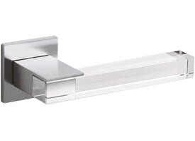 Olivari deurkruk Ice Cube + vierkant geveerde rozet 51x5mm met nokken en doorgaande bevestiging Chroom mat/transparant