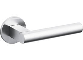 Olivari deurkruk Euclide + ronde geveerde rozet 51x5mm met nokken en doorgaande bevestiging Chroom mat