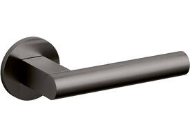 Olivari deurkruk Euclide + ronde geveerde rozet 51x5mm met nokken en doorgaande bevestiging Antraciet mat titaan PVD
