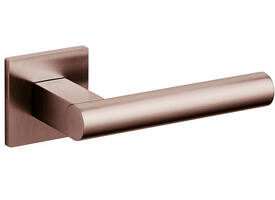 Olivari deurkruk Euclide Q + vierkant geveerde rozet 51x5mm met nokken en doorgaande bevestiging Brons mat titaan PVD
