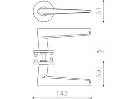 Olivari deurkruk Nina + ronde geveerde rozet 51x5mm met nokken en doorgaande bevestiging Antraciet mat titaan PVD