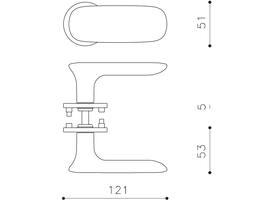 Olivari deurkruk Conca + ronde geveerde rozet 51x5mm met nokken en doorgaande bevestiging Chroom