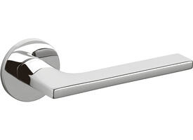 Olivari deurkruk Lotus + ronde geveerde rozet 51x5mm met nokken en doorgaande bevestiging Chroom