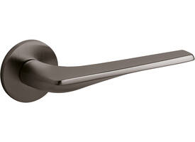 Olivari deurkruk Twist + ronde geveerde rozet 51x5mm met nokken en doorgaande bevestiging Antraciet mat titaan PVD