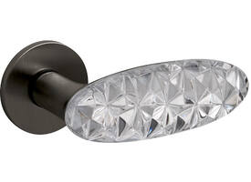 Olivari deurkruk Crystal Diamond + rond geveerde rozet 51x5mm Antraciet mat titaan PVD + diamond
