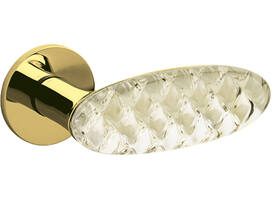 Olivari deurkruk Crystal Diamond + rond geveerde rozet 51x5mm Messing titaan PVD + diamond