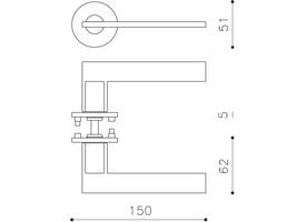 Olivari deurkruk Open + ronde geveerde rozet 51x5mm met nokken en doorgaande bevestiging Antraciet mat titaan PVD