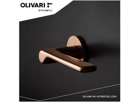 Olivari deurkruk Plume + ronde geveerde rozet 51x5mm met nokken en doorgaande bevestiging Brons mat titaan PVD