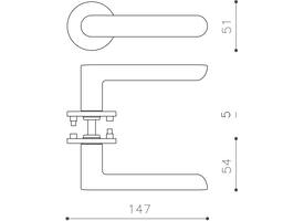 Olivari deurkruk Icona + ronde geveerde rozet 51x5mm met nokken en doorgaande bevestiging Chroom mat