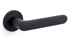 Olivari deurkruk Icona + ronde geveerde rozet 51x5mm met nokken en doorgaande bevestiging mat zwart