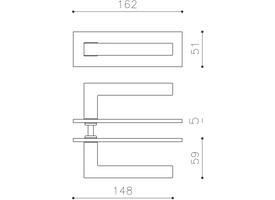 Olivari Deurkruk ABC + rechthoekig geveerd schild 162x51mm met doorgaande bevestiging Brons mat titaan PVD