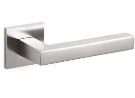 Olivari deurkruk ABC + vierkant geveerde rozet 51x5mm met nokken en doorgaande bevestiging RVS mat titaan PVD