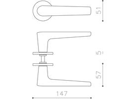 Olivari deurkruk Lugano + ronde geveerde rozet 51x5mm met nokken en doorgaande bevestiging RVS mat titaan PVD