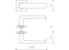 Olivari deurkruk Milano Q + vierkante geveerde rozet 51x5mm met nokken en doorgaande bevestiging Brons mat titaan PVD