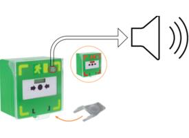 Nooddrukker met verlichting en een acoustisch alarm bij het optillen van de PVC kap