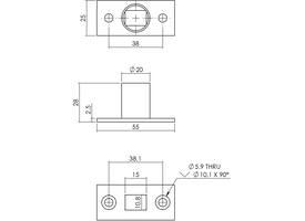 Sluitpot SKG** 55x25x2 gat 10mm RVS  boorgat 20mm