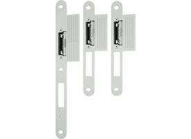 Sluitplaat afgerond hout vlak RVS nastelbaar 0-3mm tbv.6-pnts. Freewaylock met lip ls / rs bruikbaar. 24x270x3 / 24x185x3mm (2stuks)