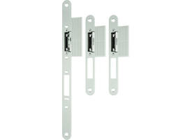 Voorplaat set afgerond  m/lip 60mm voor freewaylock meerpunts tegenkast espagnolet  ls/rsbestaat uit 1x 320x24x3mm + 2 stuks 185x24x3mm
