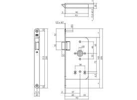 Loopslot doornmaat 60mm met krukgat 8mm voorzien van afgeronde rvs voorplaat 20 x 235 mm en delrin glijschoot voor een din linkse deur