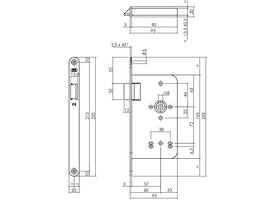 Loopslot doornmaat 60mm met krukgat 8mm voorzien van afgeronde rvs voorplaat 20 x 235 mm en delrin glijschoot voor een din rechtse deur
